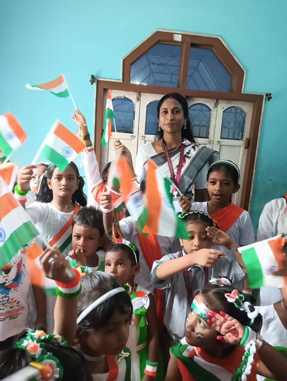 Moon Star Academy Students Saluting National Tricolor