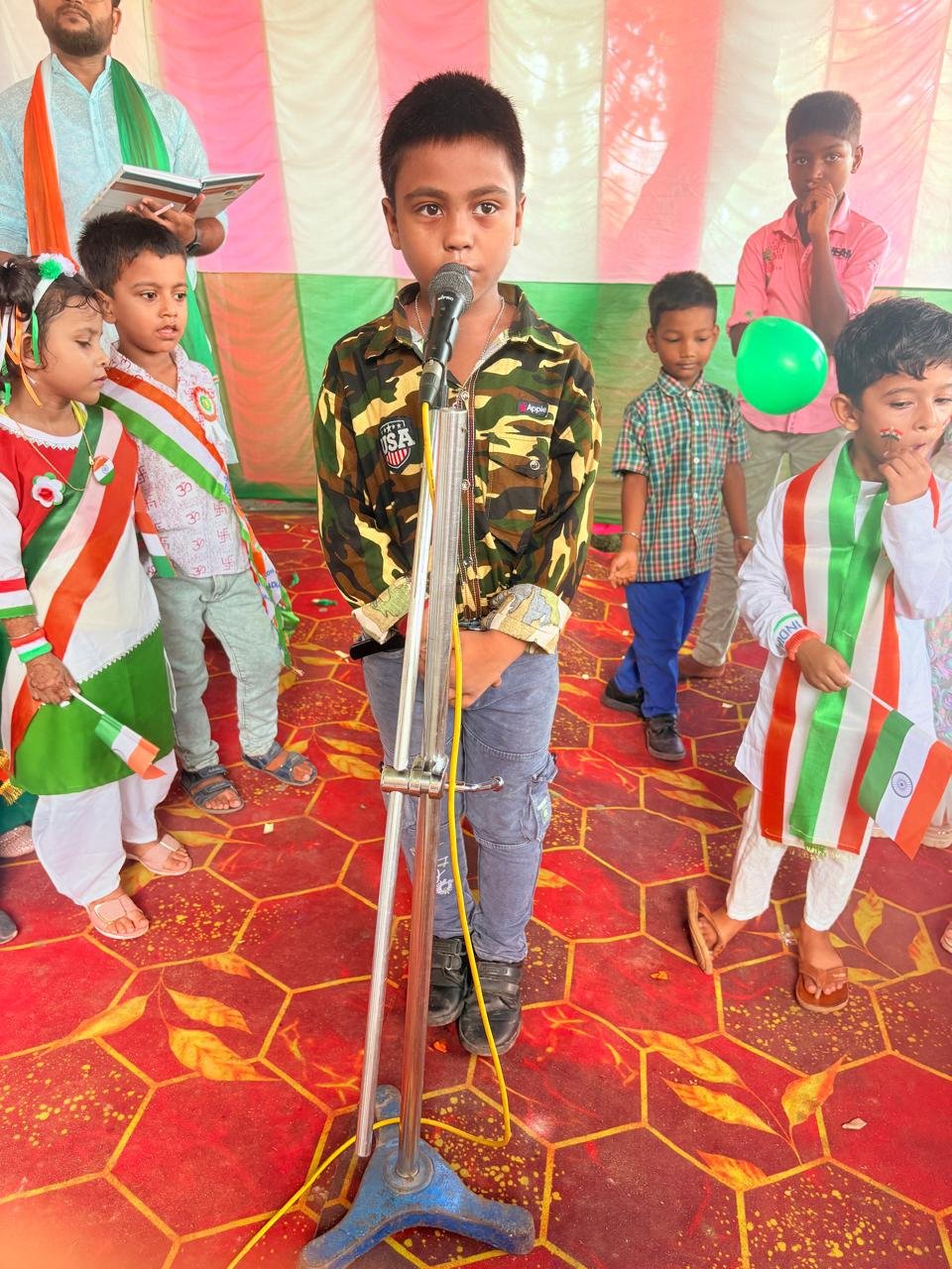 Safalya Students Holding Tricolor Flags